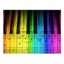 Rainbow Piano Keyboard and Notes Postcard