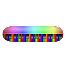 Rainbow Piano Keyboard Custom Skateboard