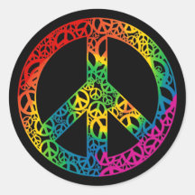 Rainbow Pieces of Peace Round Stickers