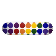 Rainbow Polka Dots on White Skate Board Deck