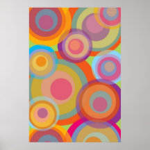 Rainbow Pop Circles Fun Groovy Colourful Poster