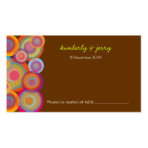 Rainbow Pop Circles Fun Groovy Place / Table Card Business Card Template