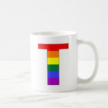 Rainbow Pride Initial T Coffee Mugs