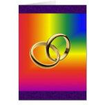 Rainbow Pride with Gold Wedding Bands Card