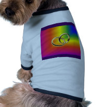 Rainbow Pride with Gold Wedding Bands Doggie T-shirt