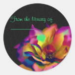 Rainbow Rose Blossom Bookplate Stickers