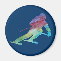 Rainbow Skier Magnets
