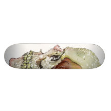 Rainbow Skull distressed Skate Board