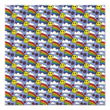 Rainbow Smiley Face and Flowers Hippie Pattern Art Photo