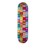 Rainbow Smiley Hearts squares Skate Boards