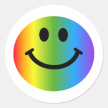 Rainbow Smiley Round Stickers