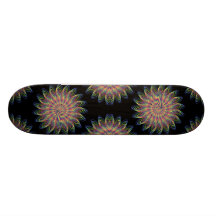 Rainbow Spiral Flower Design - Black Background Skateboard Deck