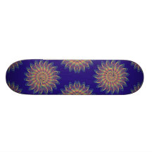 Rainbow Spiral Flower Design - Indigo Background Custom Skate Board