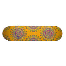 Rainbow Spiral Flower Design - Orange Background Skate Board Deck
