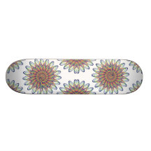 Rainbow Spiral Flower Design - White Background Custom Skateboard