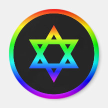 Rainbow Star of David Refrigerator Magnet