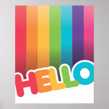 Rainbow stripes and HELLO poster