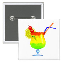 Rainbow Tropical Drink Pinback Button