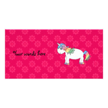 Rainbow unicorn custom photo card
