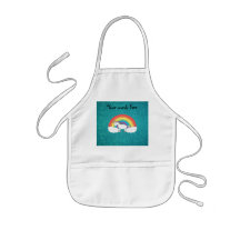 Rainbow unicorn turquoise glitter aprons