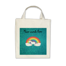Rainbow unicorn turquoise glitter bags