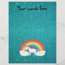 Rainbow unicorn turquoise glitter custom flyer