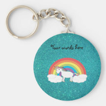 Rainbow unicorn turquoise glitter keychains