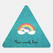 Rainbow unicorn turquoise glitter stickers