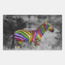 Rainbow Zebra Rectangle Stickers