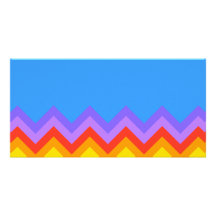 Rainbow Zig Zag Pattern. Part Plain Blue. Picture Card