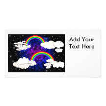 Rainbows, Stars and Clouds in a Night Sky Customized Photo Card