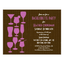 Raining Cocktails Bachelorette Party Invitation