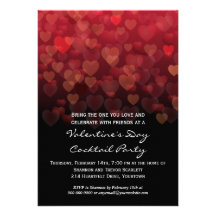 Raining Hearts Valentines Day Party Custom Announcements