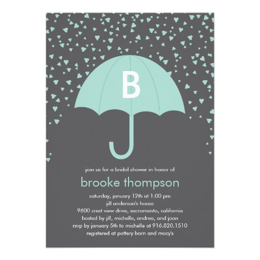 Raining Love Bridal Shower Invitation (Blue)