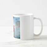 RAINY DAY RED UMBRELLA tram street scene PAINTING Coffee Mug