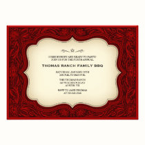 Ranch Style Maroon Western Invitations invitations