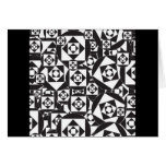 RANDOM BLACK WHITE SQUARES CIRCLES DESIGN PATTERN GREETING CARD