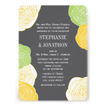 Ranunculus Rose Lime Yellow Gray Modern Wedding Custom Invite