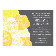 Ranunculus Rose Yellow and Grey Modern Wedding Custom Invitations
