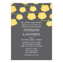 Ranunculus Rose Yellow and Grey Modern Wedding Custom Invitation