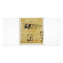 Rare Yellow 3 Skilling Stamp of Sweden 1855 Customized Photo Card