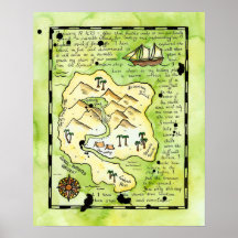 Rascals' Island Pirate Treasure Map Poster