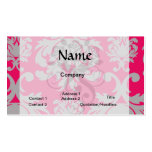 Raspberry and grey damask business card