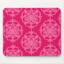 Raspberry and pink damask mousemats