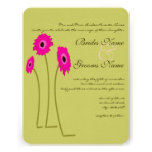 Raspberry Gerbers on Lime Wedding Invitations