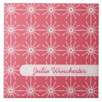 Raspberry Pink Starburst Personalised Tile tiles