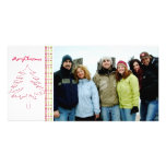 Raspberry Plaid Tree & Snowflake Merry Christmas Personalized Photo Card
