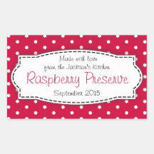 Raspberry preserve or jam jar food label sticker