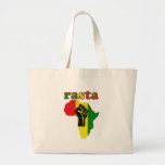 Rasta Black Power Fist over Africa Canvas Bags