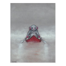Rat in Boat in Fog Postcard
